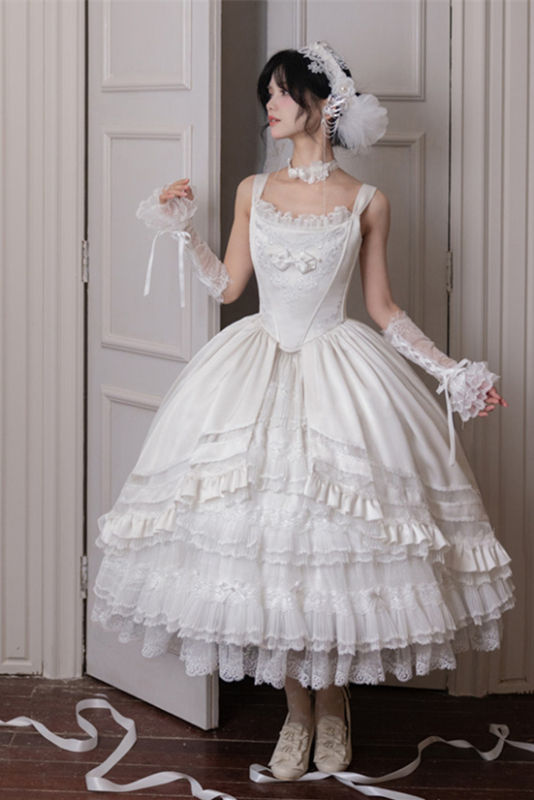 The Rose Covenant Embroidery Lolita Dress, Underskirt, Headdress and Hand Cuffs