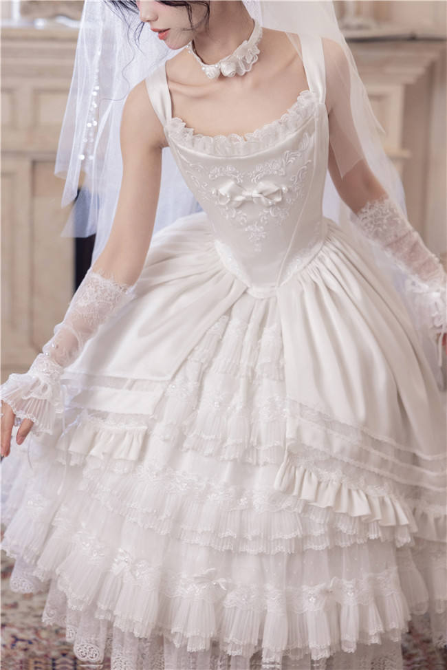 The Rose Covenant Embroidery Lolita Dress, Underskirt, Headdress and Hand Cuffs