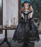 Aurora Borealis Mangata Moon Shadow Heavy Embroidery Lolita Dress and Headdress