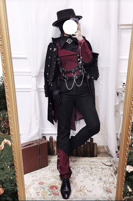Princess Chronicles Red and Black Vintage Trousers Ouji Fashion