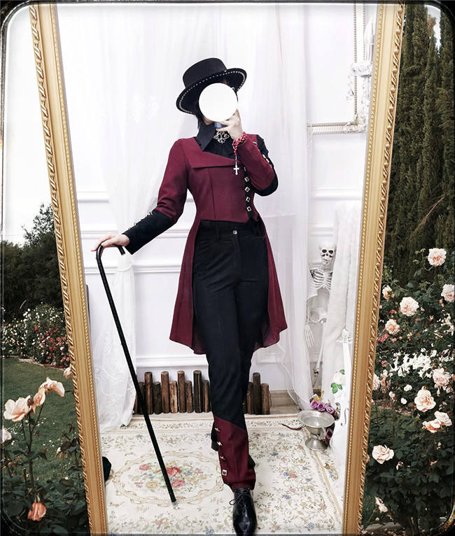 Princess Chronicles Red and Black Vintage Trousers Ouji Fashion