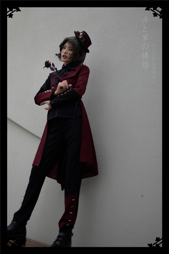 Princess Chronicles Red and Black Vintage Trousers Ouji Fashion