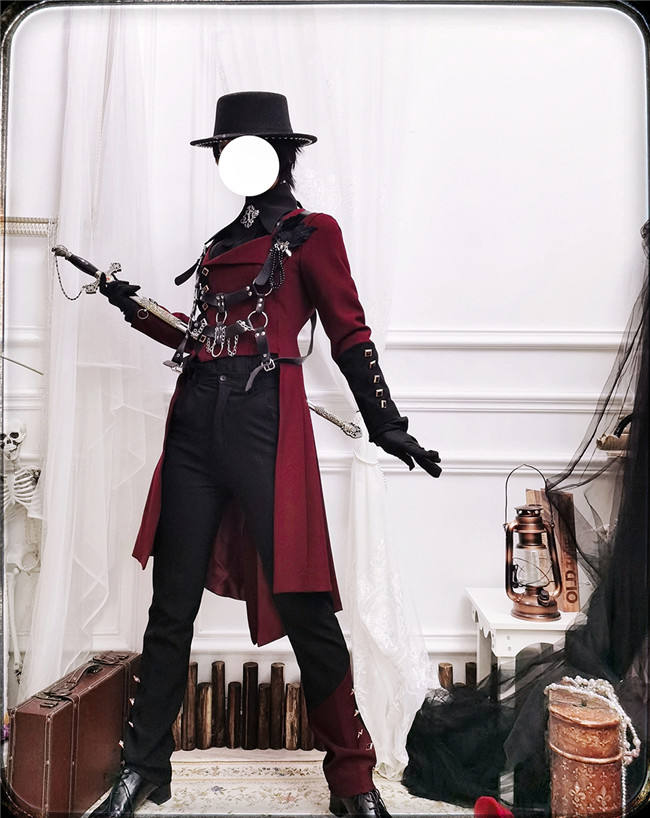Princess Chronicles Red and Black Vintage Trousers Ouji Fashion
