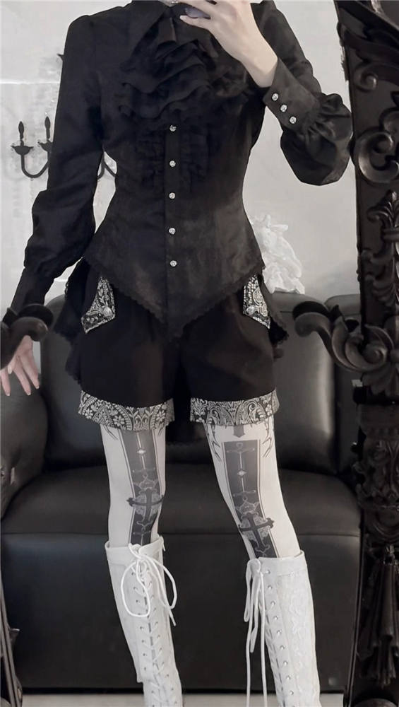 Little Dipper Dark Prints Gothic Lolita Blouse and Necktie