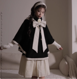 Black and White Camellias Winter Lolita Cape Coat