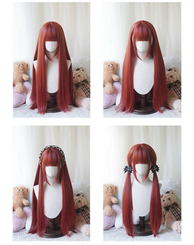 Yuchashui Sweet Long Straight Lolita Wig 80cm