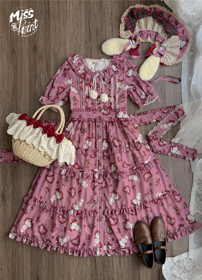 Miss Point Forest Berry Rabbit Lolita Short Sleeves Dress