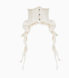 Withpuji White Tea Beige Irregular Dress and Fishbone Corset