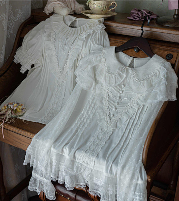 Coral Stone White Lolita Blouse