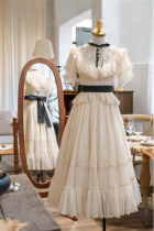 Button Bear Edward Collar Summer Classic Lolita Dress, Hat and Headband