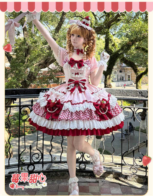 Sakurahime ~Berry Sweetheart~ Strawberry Lolita Dress Hat and Choker