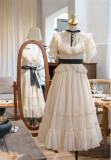 Button Bear Edward Collar Summer Classic Lolita Dress, Hat and Headband