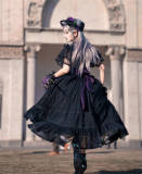 Button Bear Edward Collar Summer Classic Lolita Dress, Hat and Headband