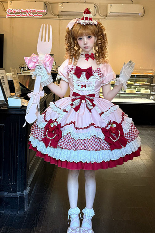 Sakurahime ~Berry Sweetheart~ Strawberry Lolita Dress Hat and Choker