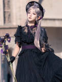 Button Bear Edward Collar Summer Classic Lolita Dress, Hat and Headband