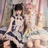 White Peach Blossoms Qi Lolita Dress, Bolero and Bun Side Clips