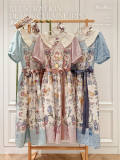 NyaNya Lolita Illustration De Porcelain Iris Lolita Dress