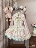 White Peach Blossoms Qi Lolita Dress, Bolero and Bun Side Clips