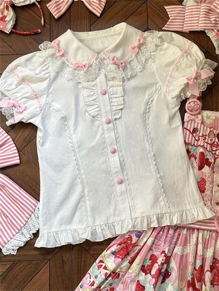 Antique Cat Stripe Strawberry Lolita Dress and Blouse