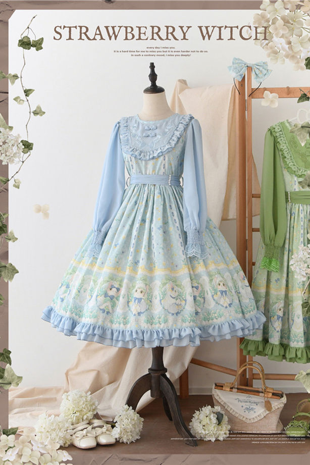 Strawberry Witch Kitten in the Lily of Valley Lolita Dress