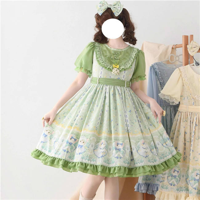 Strawberry Witch Kitten in the Lily of Valley Lolita Dress