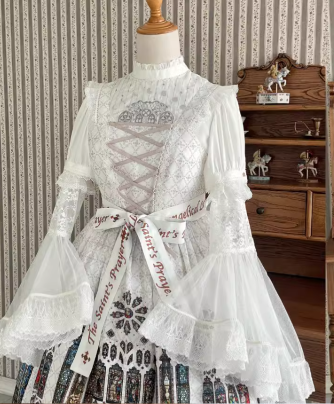 The Holy Cross Stained Glass Window Gothic Lolita Blouse