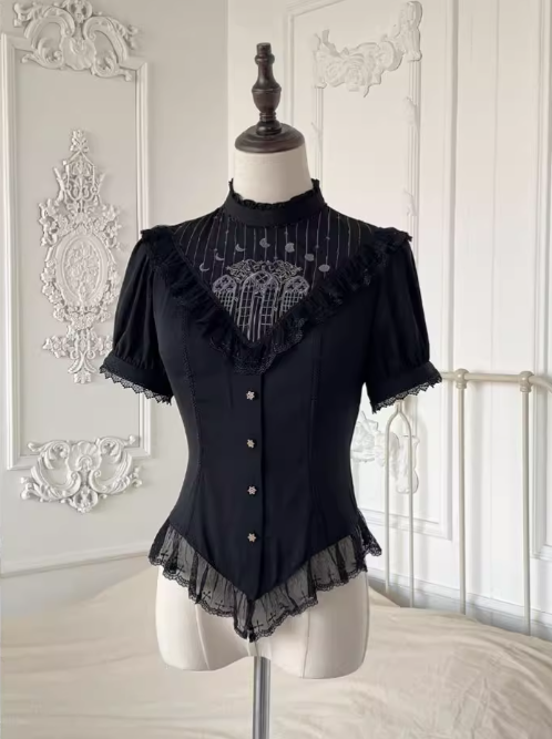 The Holy Cross Stained Glass Window Gothic Lolita Blouse