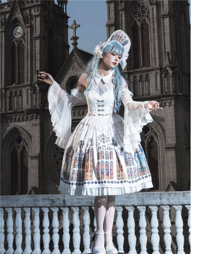 The Holy Cross Stained Glass Window Gothic Lolita Jumper Dress