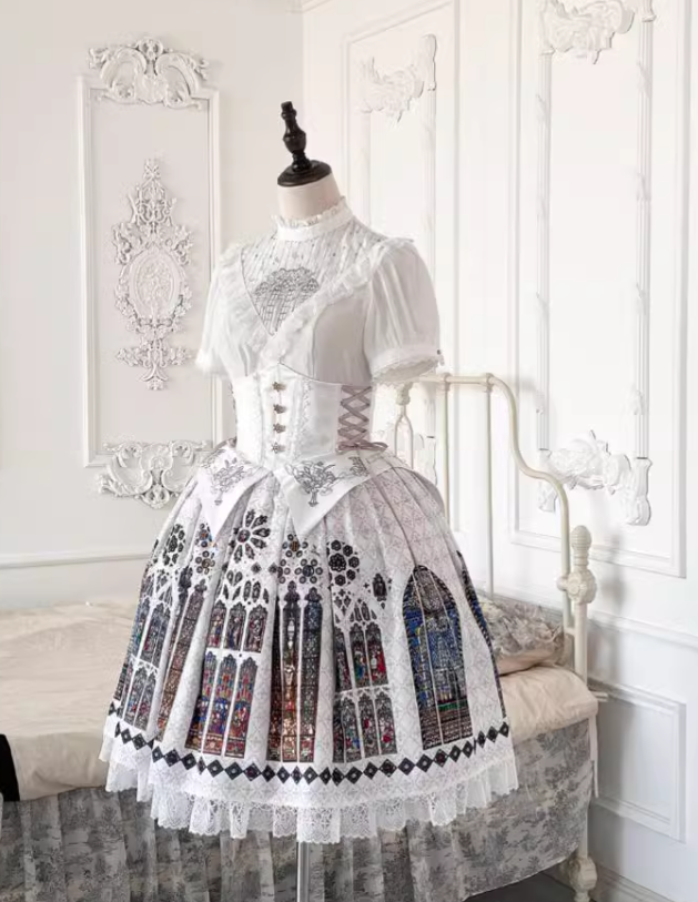 The Holy Cross Stained Glass Window Gothic Lolita Blouse