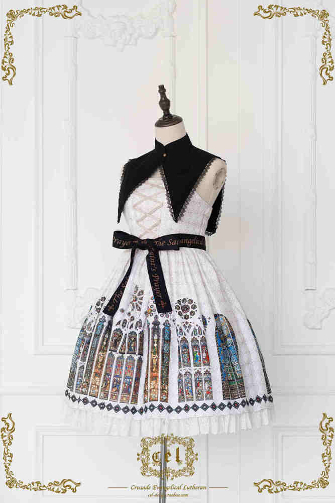 The Holy Cross Stained Glass Window Gothic Lolita Jumper Dress