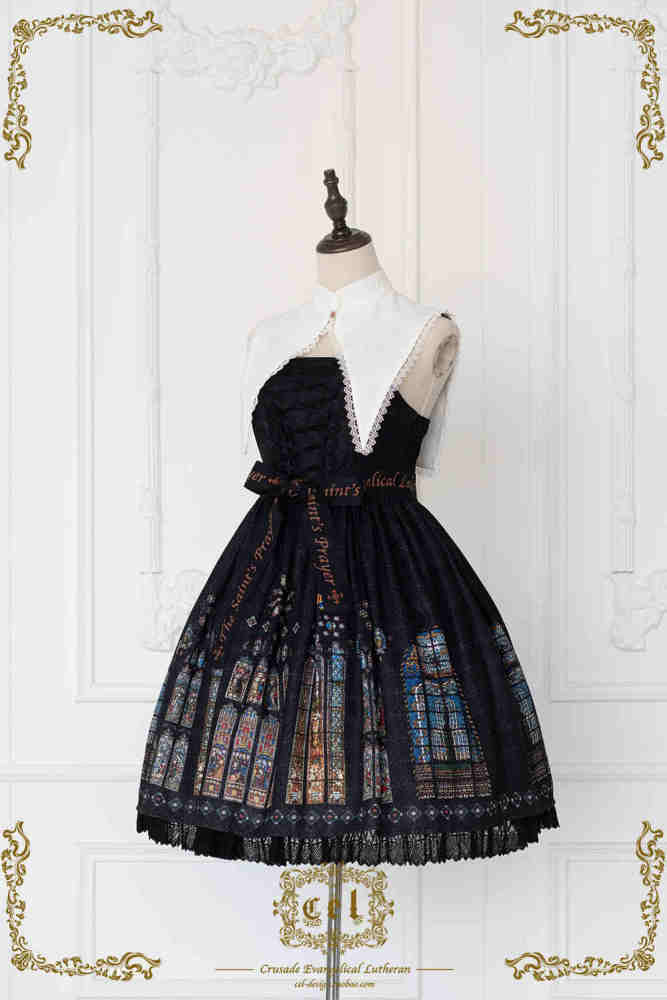 The Holy Cross Stained Glass Window Gothic Lolita Jumper Dress