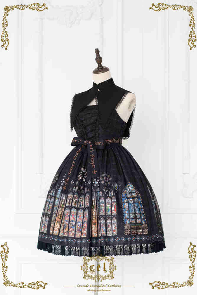 The Holy Cross Stained Glass Window Gothic Lolita Jumper Dress