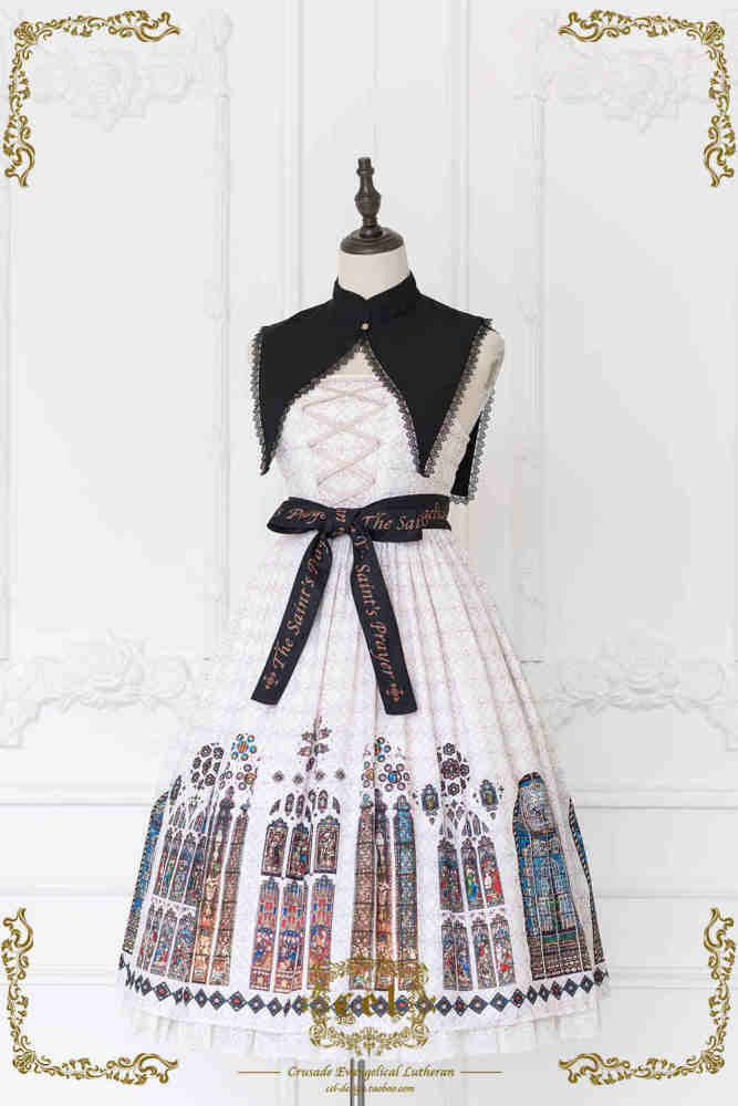 The Holy Cross Stained Glass Window Gothic Lolita Jumper Dress