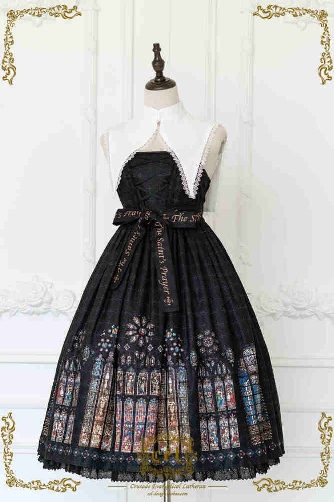 The Holy Cross Stained Glass Window Gothic Lolita Jumper Dress