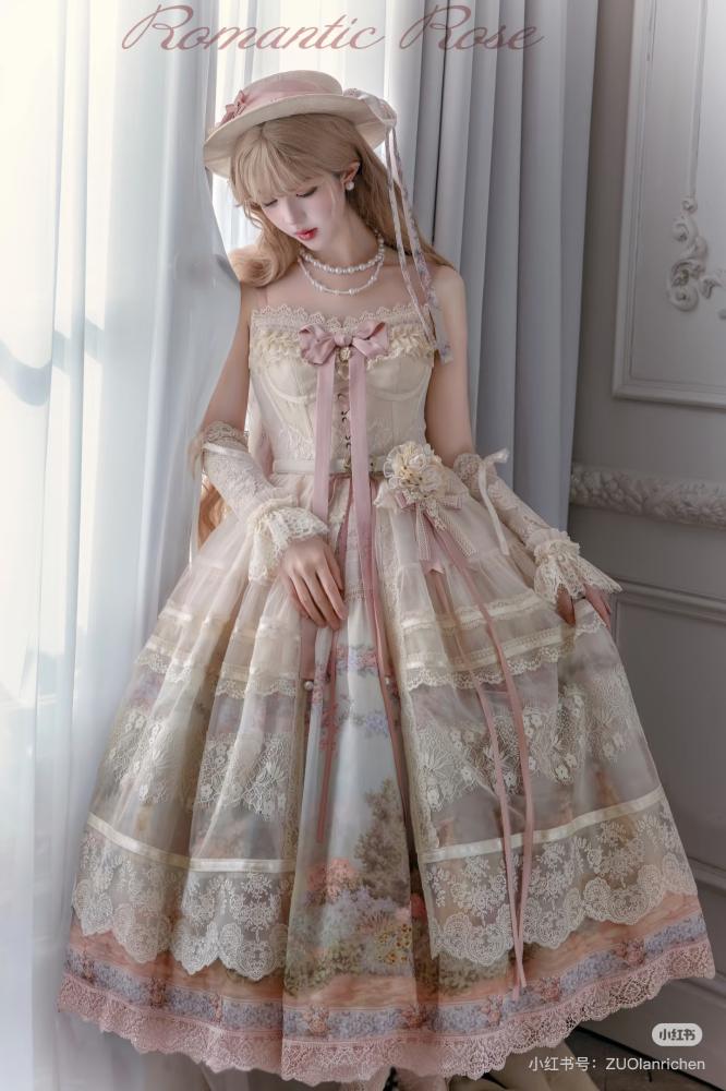 Romantic Rose Elegant Lolita Dress and Overskirt