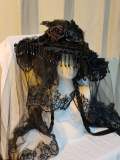 Handmade Widow Hat Black Gothic Top Hat