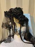 Handmade Widow Hat Black Gothic Top Hat