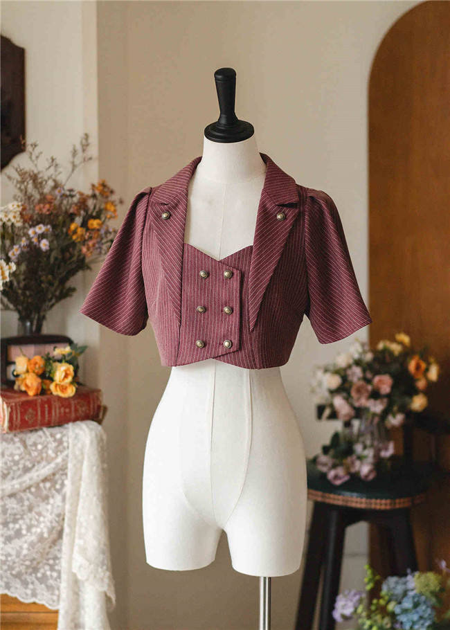 Forest Wardrobe Forest Letterhead Stripe Lolita Skirt, Coat and Blouse