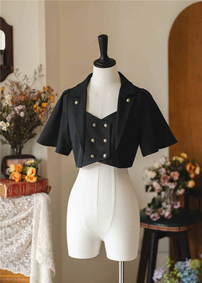 Forest Wardrobe Forest Letterhead Stripe Lolita Skirt, Coat and Blouse