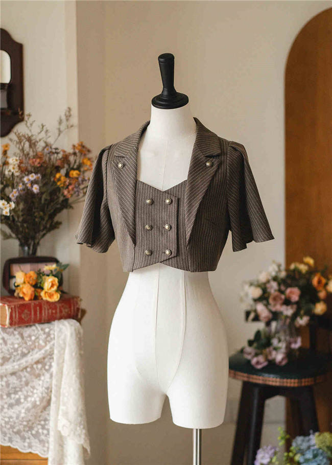 Forest Wardrobe Forest Letterhead Stripe Lolita Skirt, Coat and Blouse