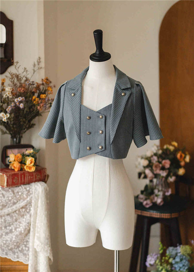 Forest Wardrobe Forest Letterhead Stripe Lolita Skirt, Coat and Blouse