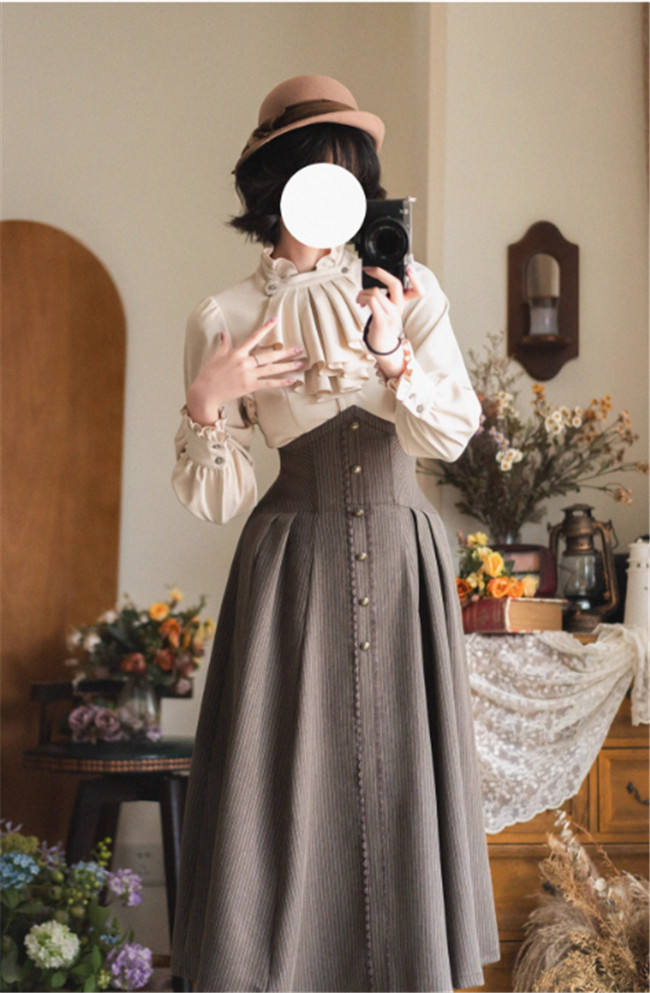 Forest Wardrobe Forest Letterhead Stripe Lolita Skirt, Coat and Blouse