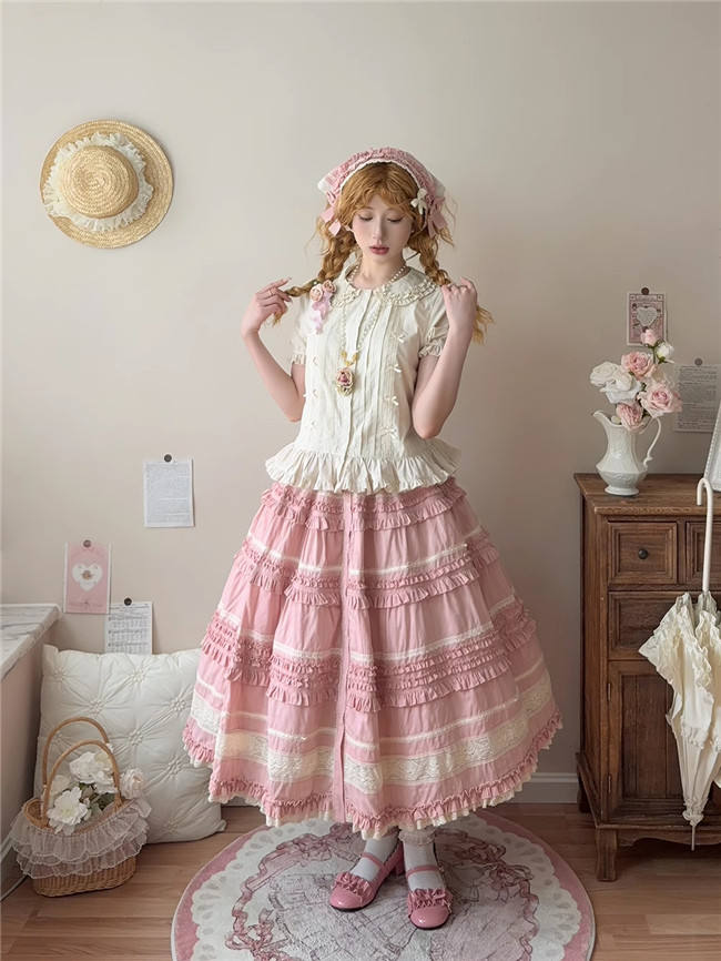 Miss Point Kitty and Rose Unicolor Lolita Skirt