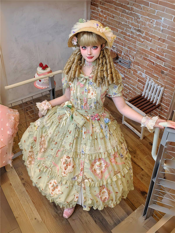 Miss Point Kitty and Rose Green Lolita Dress and Skirt