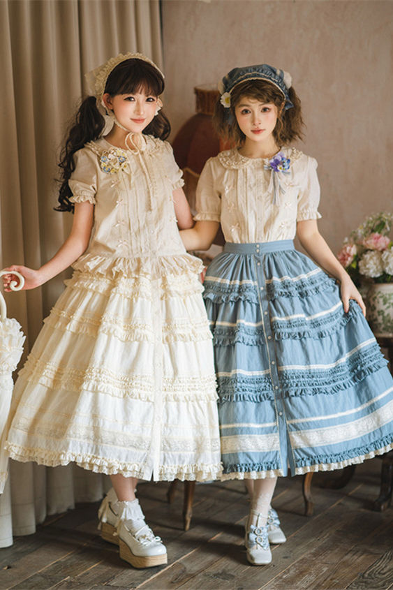 Miss Point Kitty and Rose Unicolor Lolita Skirt