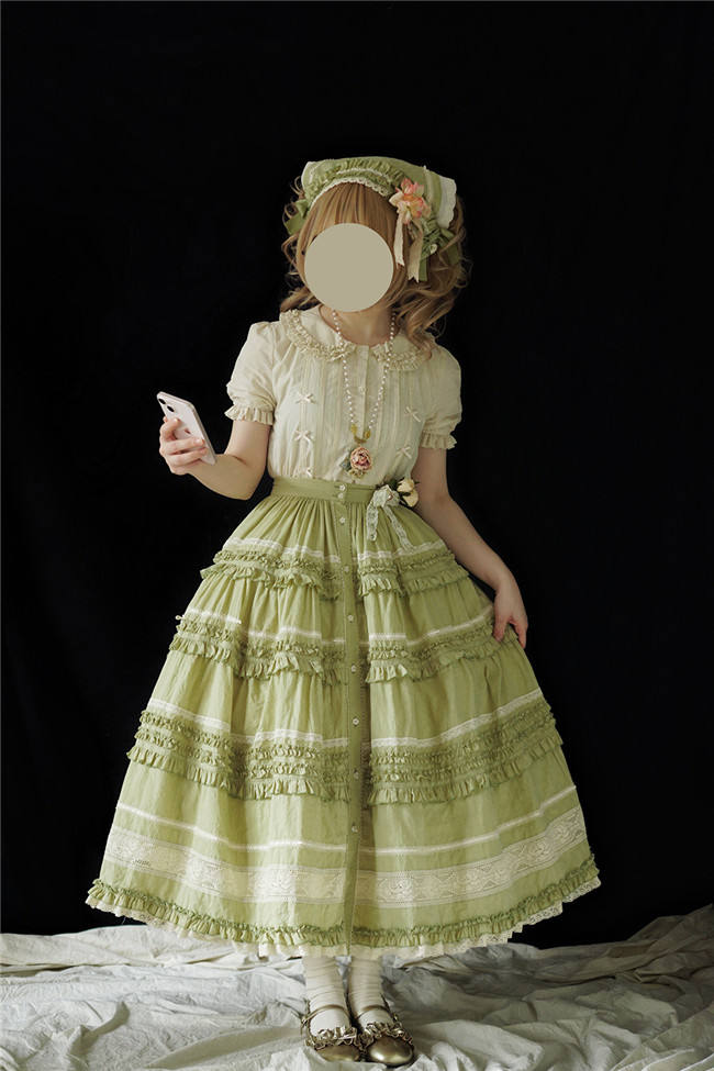 Miss Point Kitty and Rose Unicolor Lolita Skirt