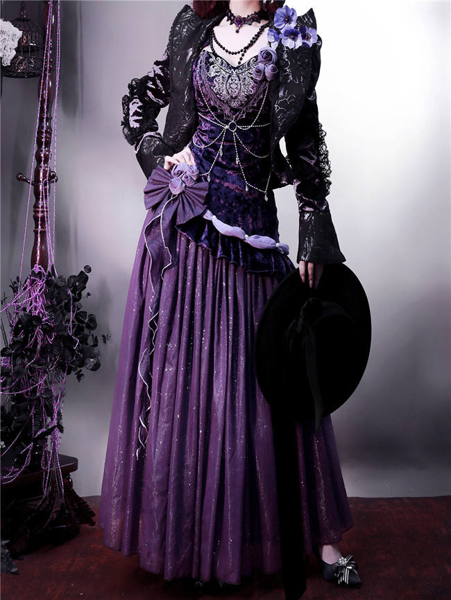 Mysterious Nocturne Purple Jumper Dress and Underskirt