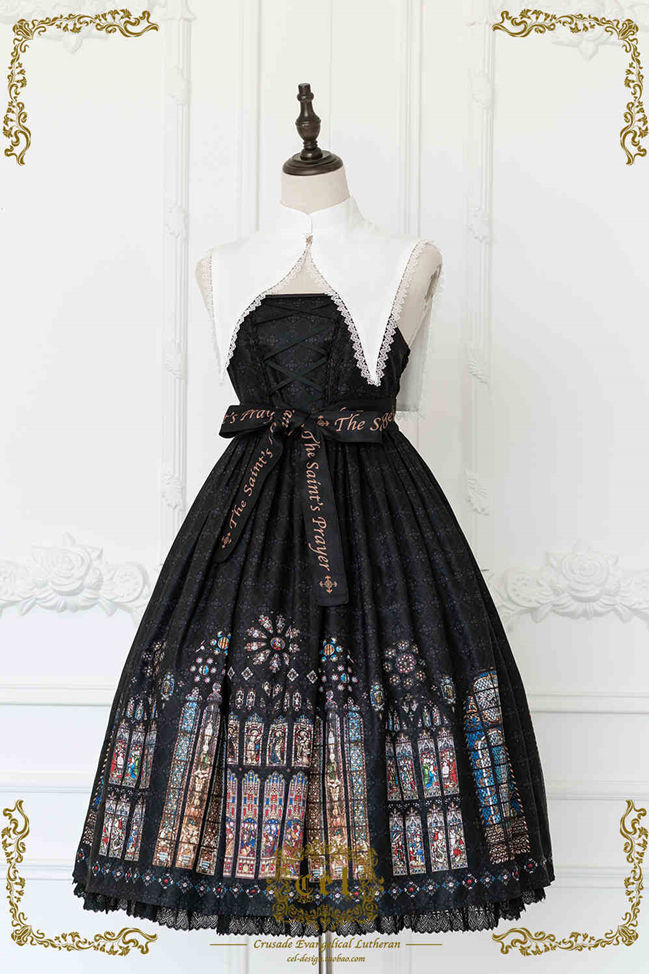The Holy Cross Stained Glass Window Gothic Lolita Jumper Dress