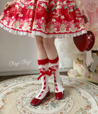 Roji Red White Cotton Lolita Short Socks