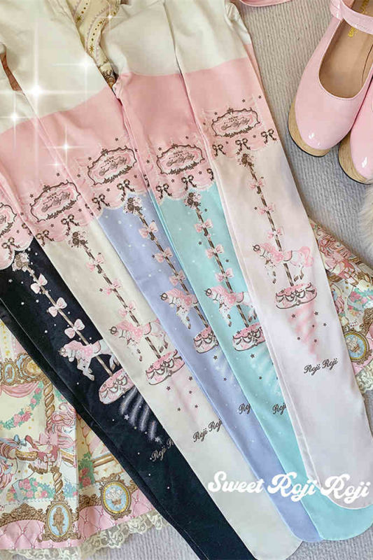 Roji Bowknots and Horse Printed Lolita Tights